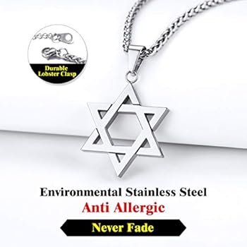 Richsteel Klassieke stijl/retro patroon/met kruis Davidster hanger ketting, aanpasbaar verguld/roestvrij staal joodse sieraden voor vrouwen en mannen (met geschenkdoos), Roestvrij staal