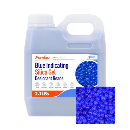 2.1LBS Fonday Premium Moisture Indicating Silica Gel Desiccant Beads (Blue)