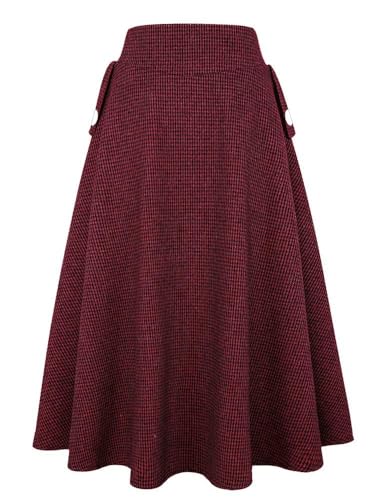 Ylingjun Warm Long Wool Skirt for Womens Winter Fall Elastic High Waisted A Line Flared Pleated Wool Skirts3