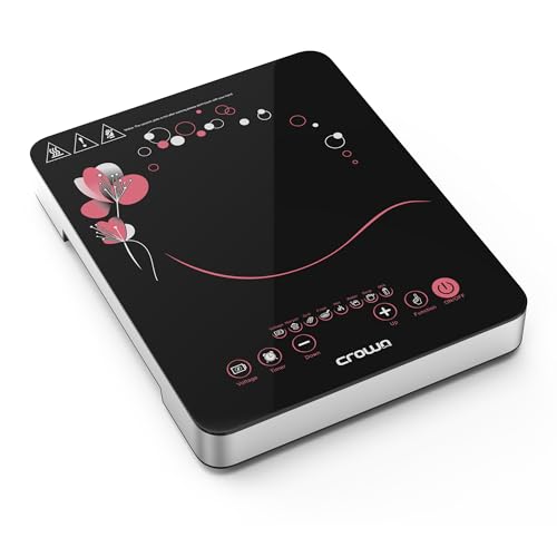 Crownline Infrared Cooker, 2000W, LED Display, Touch Control, 8 Temp Levels (80-600°C), Scratch-Resistant Ceramic Plate, Portable Cooktop for Kitchen (31x39cm Glass Surface) | IC-195