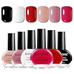 JODSONE 10ml Nail Polish Sets | 6 Colors Classic Black White Red Pink Collection, Fast Drying Nail Polish & Long Lasting Nail Varnish for Women DIY Nail Art Gifts