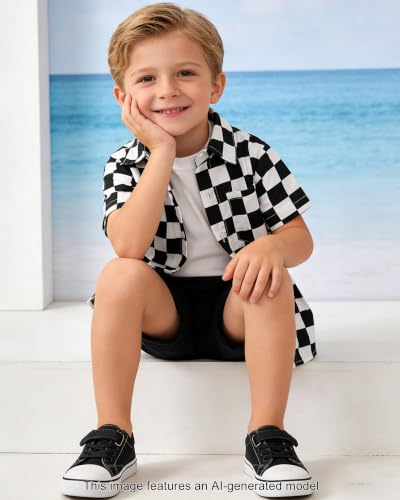 Image of SANGTREE 3 Piece Boy Outfits Short Sleeve Shirt and Shorts Set Beach Vacation Summer Clothes, 3 Months - 9 Years