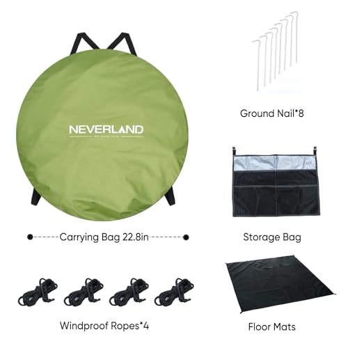 NEVERLAND Pop up Privacy Shower Tent - Portable Changing Shower Tent, Dressing Room, Bathroom, Outdoor Rain Shelter for Camping, Hiking, Beach (Green)