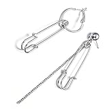 QIAN0813 Pendientes colgantes asimétricos de moda con borla larga en forma de U, aretes colgantes exagerados para mujeres y hombres, joyería punk, Metal
