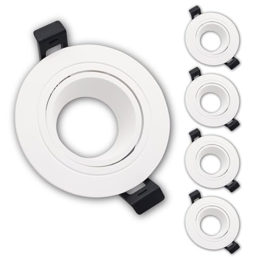 LED ATOMANT Pack 5x Marco Foco Empotrable GU10 Blanco, Aro Downlight Soporte Redondo Bombilla LED GU10, Orientable hasta 30º