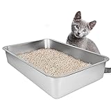 IKITCHEN Stainless Steel Cat Litter Box, Large Metal Litter Box for Cats Rabbits, Never Absorbs Odors,Stain Free, Rustproof, Non Stick Smooth Surface, Anti-slip Rubber Bottom, 19.5' L x 13.5' W x 4' H