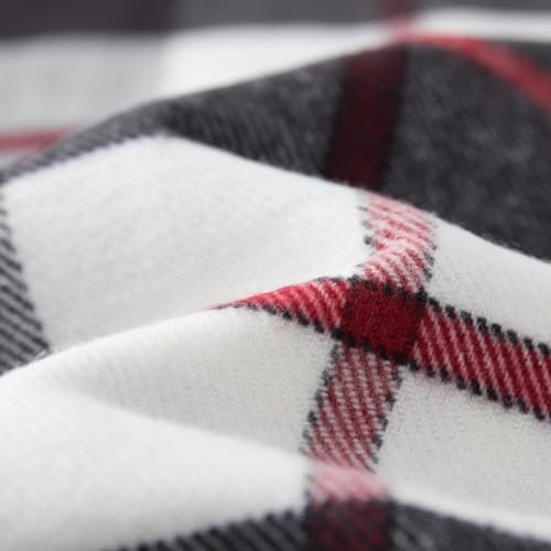 CALVIN & OLIVIA Cashmere Feel Scarf Soft Winter Ombre Nova Buffalo Tartan Tweed Houndstooth Plaid Chic Gift for Men Women Black White Red Plaid3