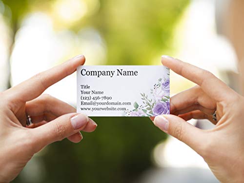 Personalized Floral Design Business Cards 3.5\" x 2\" - Recycled or Matte Card Stock - 100% Made in the U.S.A. - Over 20 Floral Designs! (Lavender) - Thumbnail 2