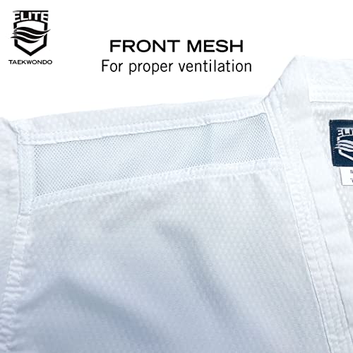 Elite – Uniforme Taekwondo de colarinho branco (TKD Dobok) Tecido ultraleve, Branco, 190 (5)
