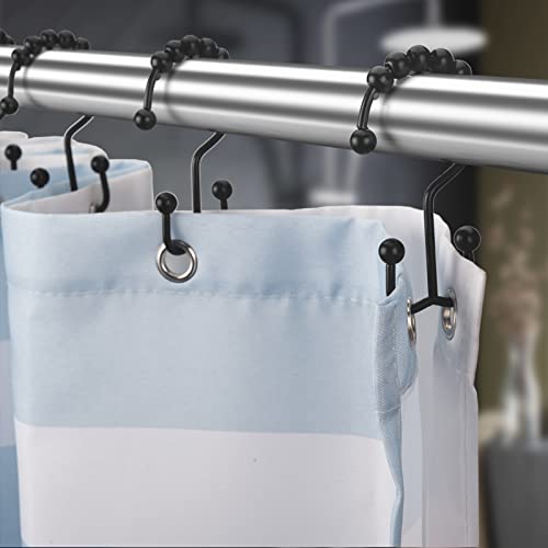 Titanker Black Shower Curtain Hooks Rings, Rust-Resistant Metal Double Glide Shower Hooks For Bathroom Shower Rods Curtains, Set Of 12 Hooks - Matte Black #TOP1