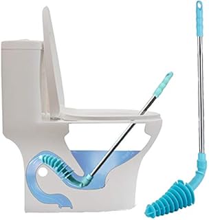 HOMEGOAL Toilet Plunger, Piston Type Toilet Clog Remover,Flexible Rubber Head Stainless Steel Handle,Toilet Dredge Pipe for Clogged Siphon Toilet(Blue)