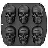 Skull Cake Pan Silicone Mold, 6 Cavities Pirate Skull 3D Silicone Mold Baking Pan, Pirate Baking Pan For Baking, For Halloween, Birthday Party, Ice Cube Tray, Easy Release & Dishwasher Safe