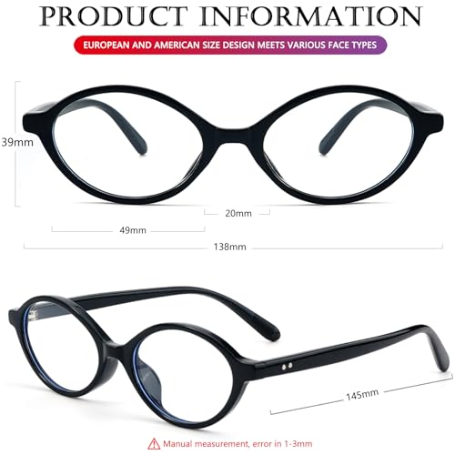 Image of AIEYEZO Small Oval Blue Light Glasses for Women Fashion Retro TR90 Oval Frames Computer Screen Glasses (Black)
