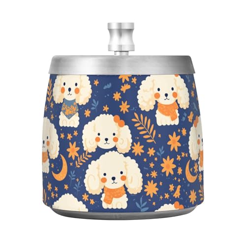 Lindo cenicero de acero inoxidable con tapa para interior y exterior, mesa de patio sin olor, resistente al viento, para decoración del hogar y la oficina