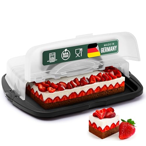 Novaliv Boîte de transport pour gâteau XL (Rectangulaire 47 x 35 x 11 cm), boîte de conservation à ouverture, boîte de transport pour gâteau, contenant...
