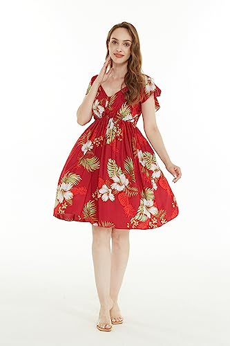 Image of Matchable Family Hawaiian Luau Men Women Girl Boy Clothes in Pineapple Garden Burgundy