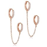 Unique Corn Pendientes de aro de cadena, chapados en oro de 14 quilates, aretes de doble perforación, delicados, pequeños y minimalistas, para mujer