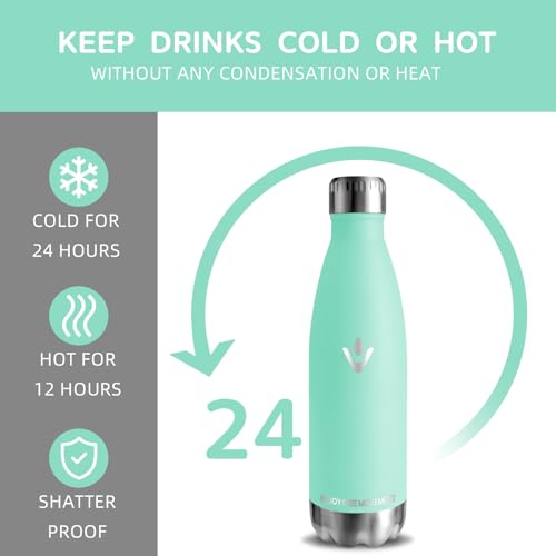 Borraccia, Borraccia Termica 500 ml, Borraccia Bambini Senza Perdite, Borraccia Scuola Senza BPA, Facile da Trasportare, Isolato Sottovuoto, Borraccia Metallo per Bevande Calde, per Uffici, Viaggio - 2