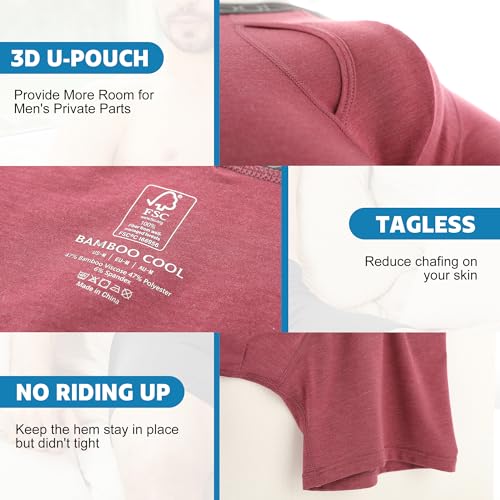 Image of BAMBOO COOL Breathable Men's Underwear Modern Multipack Comfortsoft Moisture-Wicking Boxer Briefs 6 Pack