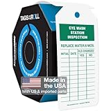 AccuformNMC 100 Tags by-The-Roll, Eyewash Station Inspection Tags with Record, US Made OSHA Compliant Eye Wash Tags, Waterproof PF-Cardstock, Resists Tears, 6.25"x3", TAR709