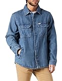 camisas wrangler para hombre Indigo tejido: 100% algodón Wrangler Overshirt Camisa, Índigo Medio, M para Hombre