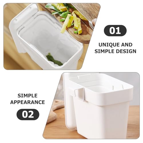 Caneca de basura pequeña blanca para cocina con tapa miniatura 3