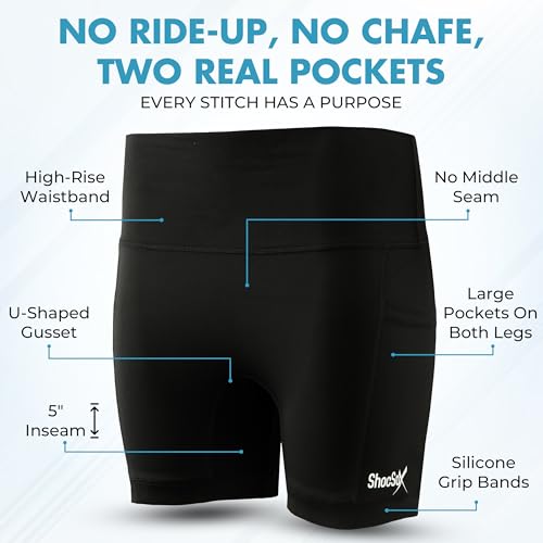 Women’s Running Compression Shorts – 5" No-Ride-Up with Leg Grippers, Pockets, Quick-Dry, High-Rise Waist4