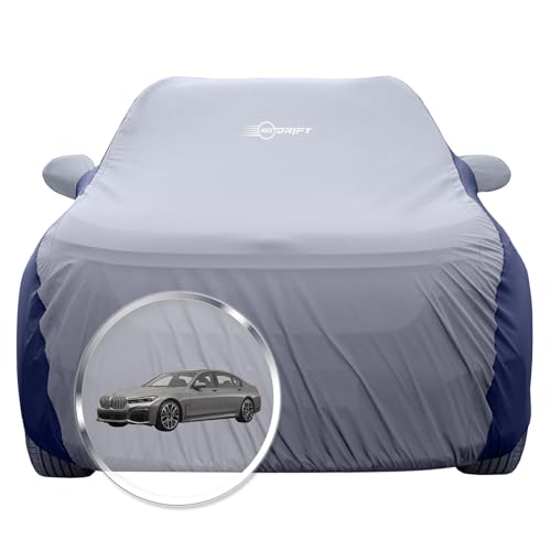 Image of NEODRIFT 'SuperTech' Car Cover for BMW 7 Series (100% Water-Resistant, All Weather Protection, Tailored Fit, Multi-Layered & Breathable Fabric) (Colour: L.Grey+Blue) (Model: 2010-2022)
