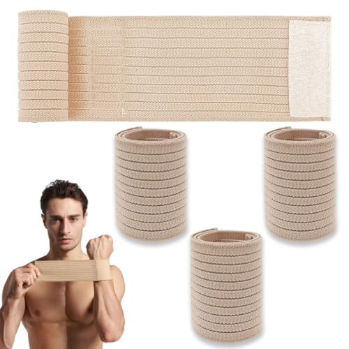 YUUSIKCO 4 peças pulseira - alça elástica de poliéster manga de compressão respirável suporte de pulso faixa de suporte de mão para ténis ginásio desportos homens mulheres