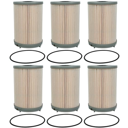 6pcs K37-1004 Fuel Filter Element Fits For Paccar 2010-2014 Kenworth/Peterbilt Trucks Compatible with Cummins, EPA 2010 MX-13, EPA 2004 MX-13, and Euro 3 MX-13 Replace PFF61653 PF9928 FS36401 P557004