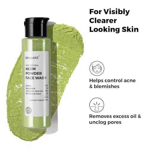 Image of Brillare Neem Powder Face Wash Fights Acne, Pimples & Blemishes 100% Natural & Zero Chemical Face Wash for men and women