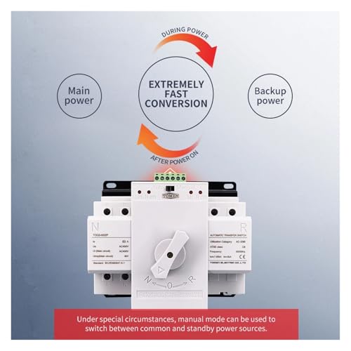 Interruptor ATS 63A automático para evitar cortes de luz con doble entrada de energía 230V 2P 3