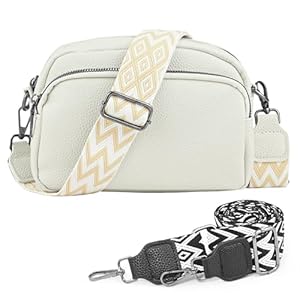 twirush Women’s Crossbody Bag, Small Shoulder Bag, Women’s Wide Strap, PU Leather Handbag with Removable Shoulder Strap, Gifts for Women, Beiqe, Fashionable