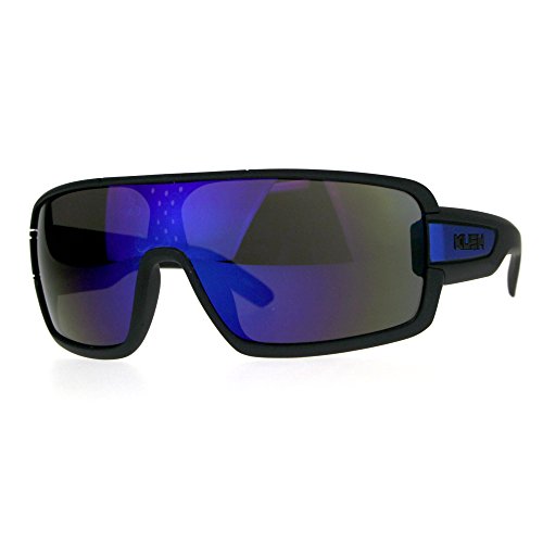 Mens Kush Robotic Shield Color Mirror Plastic Oversize Sunglasses