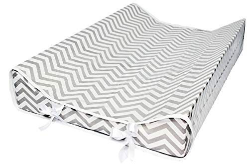 Trocador Casa Roque Americano chevron Cinza + capa plastica branco