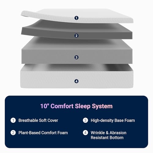 Image of Avenco Queen Size Mattress, 10 Inch Memory Foam Queen Mattress in a Box for Comfort Sleep & Pressure Relief, CertiPUR-US Certified Medium Firm Mattresses