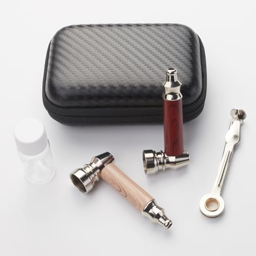 2pc Short Realistic Wood Grain Tobacco Pipe With Cleaner Tamper Tool Black Bag, 3 inch Smoking Pipe Accessories Kit - Image 6