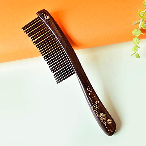 Peine de madera con dientes anchos para cabello rizado miniatura 4