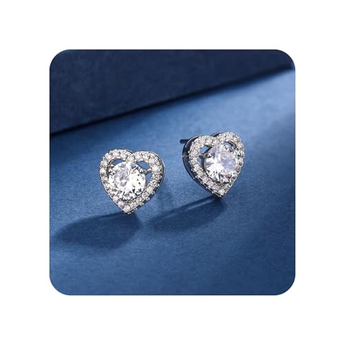 Amaon Liquidation Pallet Big Spring Sale Valentines Day Gifts 925 Sterling Silver Diamond Stud Earrings for Women Amaon Warehouse Sale+Clearance Wedding Gifts for Birthday Anniversary for Her