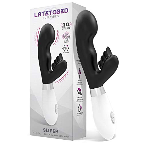 Vibromasseur bunny silicone noir Latetobed Sliper stimulateur clitoridien étanche