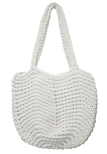 Summer Beach HandBag for women Handmade Crocheted Cotton Rope Vacation LargeWoven Shoulder Bag