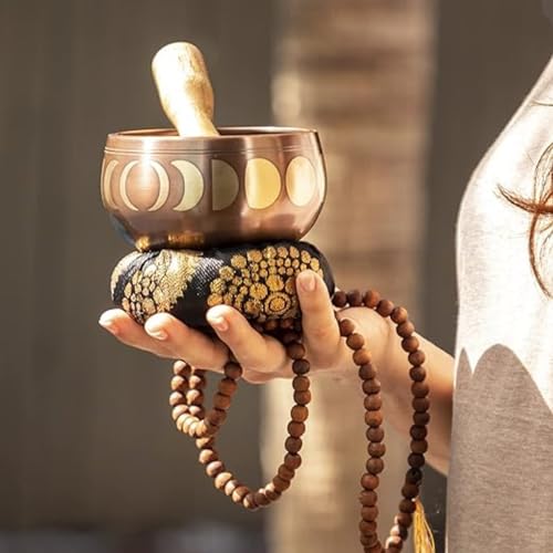 Image of The Healing Store 4 inch Tibetan Singing Bowls Set Meditation Sound Bowl hand Hammered For Yoga Meditation Mindfulness Healing & Chakra Balancing (CHERRISH)