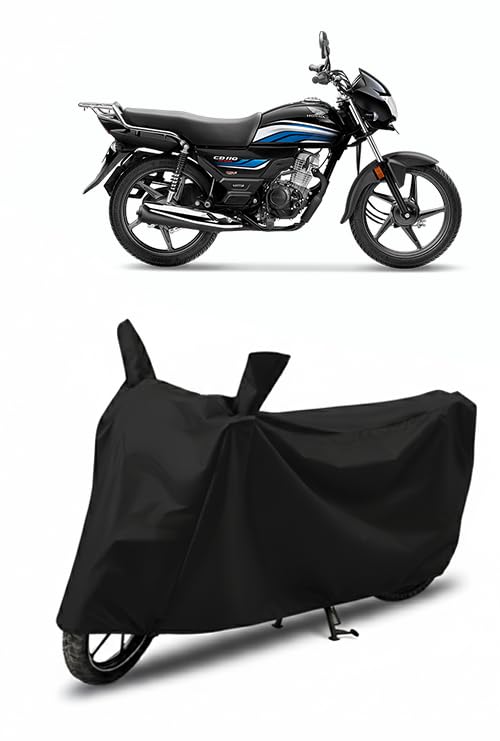 Image of DRAKOWISH Waterproof Bike Cover for Honda CD 110 Dream | All Weather Protection from Rain, Dust, UV Rays & Scratches with Mirror Pockets & Buckle Belt | CD 110 Dream Bike Cover