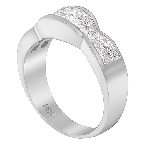 Original Classics 14K Yellow Gold 1-1/4 Cttw Princess Diamond Invisible-Set Bow-Shaped Anniversary or Fashion Band Ring (G-H Color, SI1-SI2 Clarity) - Size 7-3/4