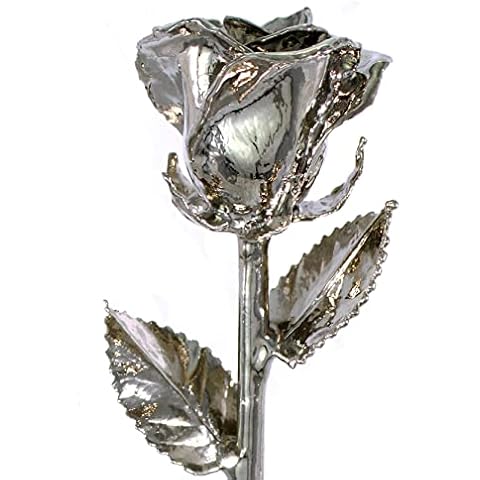 Living Gold Real Rose Dipped in Platinum - Venus Rose (12" Open Bud) Cover