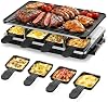 HBN Parrilla Raclette, 2 en 1 Parrilla Coreana y Plancha Eléctrica, 1300W | 8 Bandejas Calentadoras, Placa Antiadherente Reversible, Crepera con Temperatura Ajustable, para Reuniones Familiares y Fiestas en Interiores 2