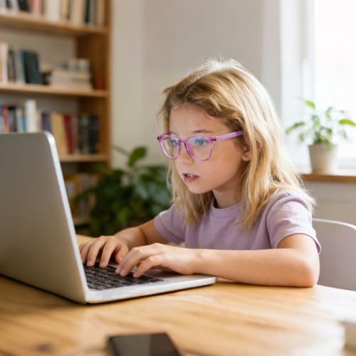 Image of Ultra-Light Blue Light Blocking Glasses with Case for Kids and Teens,Anti Eyestrain &UV400