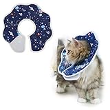 Icygum Soft Cat Recovery Collar,Adjustable Cat Cone,Cat Protective Cone Collar After Surgery,for Cats (Starry Sky, S)