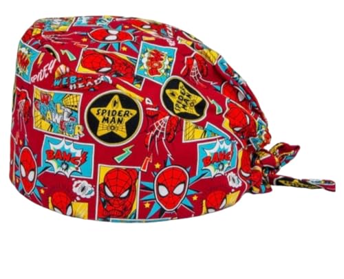 Gorro Quirúrgico de Spiderman, gorro para quirófano de El Hombre Araña, Marvel, Gorro de enfermería.