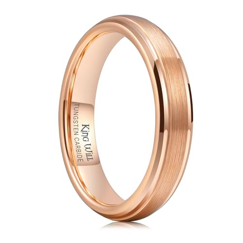 Image of King Will Classic Tungsten Wedding Band for Men, 6 /7 /8 /9 /10mm Widths, Polished Finish Step Edge Matte Rings Comfort Fit